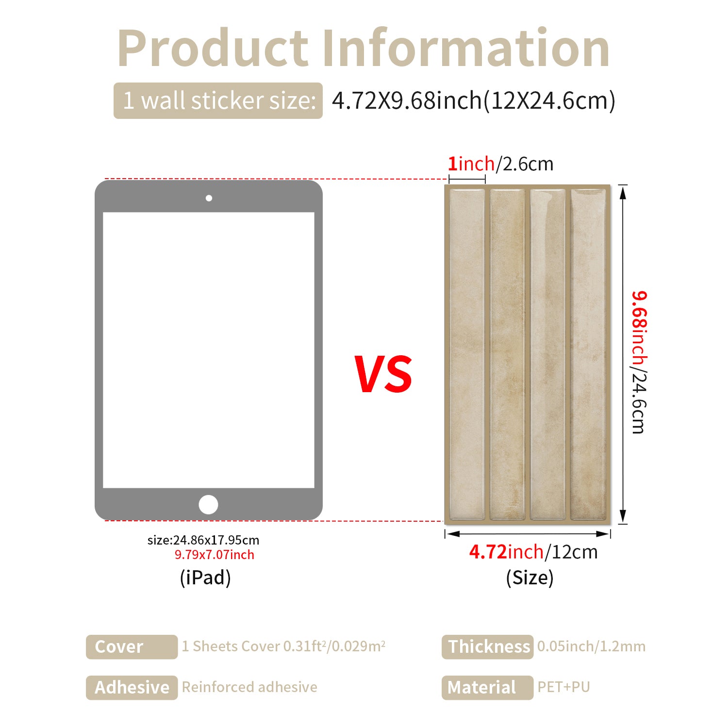 Vertical Kit Kat Tiles - Beige - Trending 3D Gel Splashback