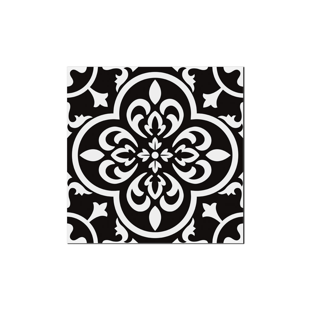 Vinyl Floor Tiles - Noir Blossom - Non-Slip Peel and Stick Flooring