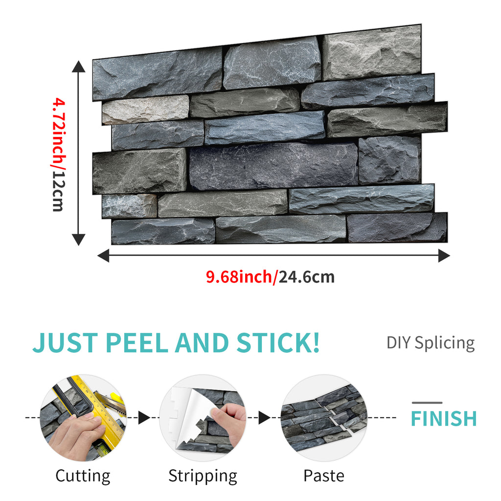 Linear Mosaic Tile Stickers - Grey Blue - High Gloss Crystal Film