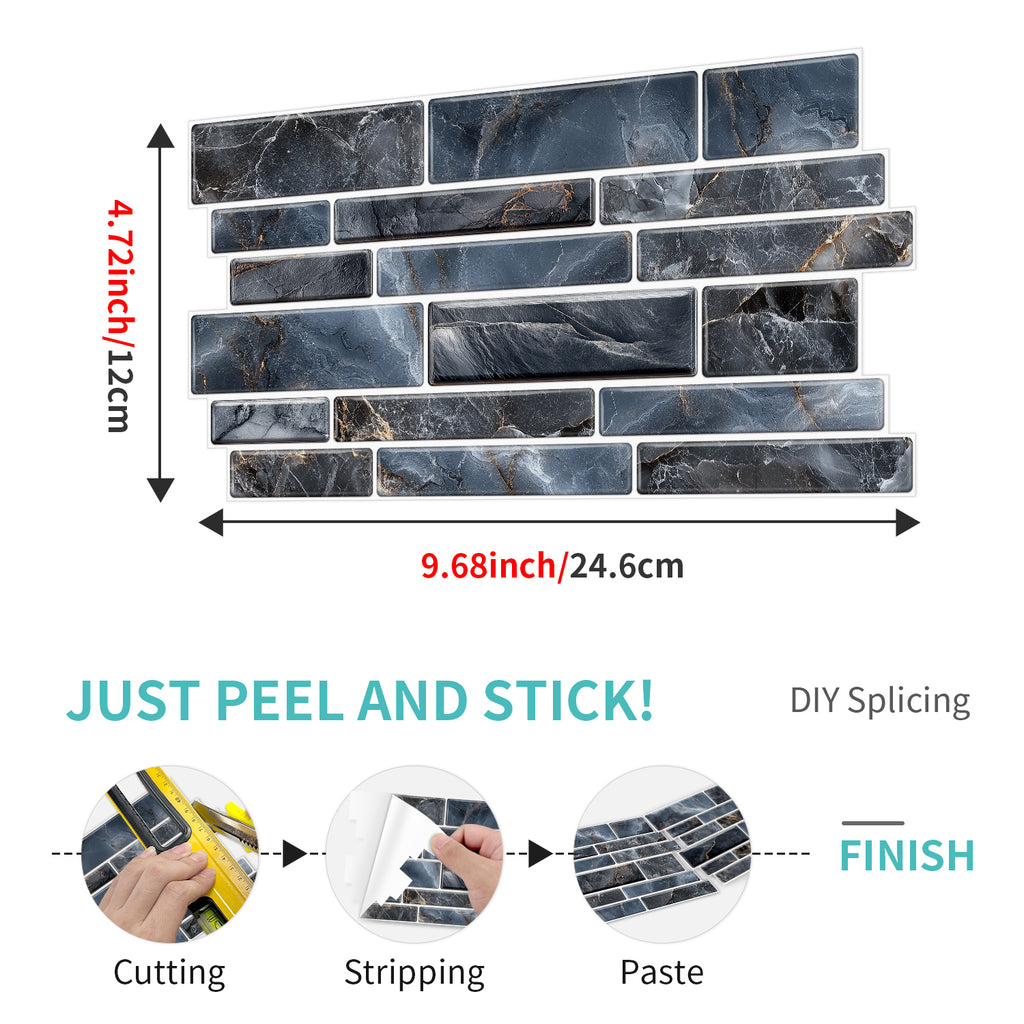 Linear Mosaic Tile Stickers - Slate Grey - High Gloss Crystal Film