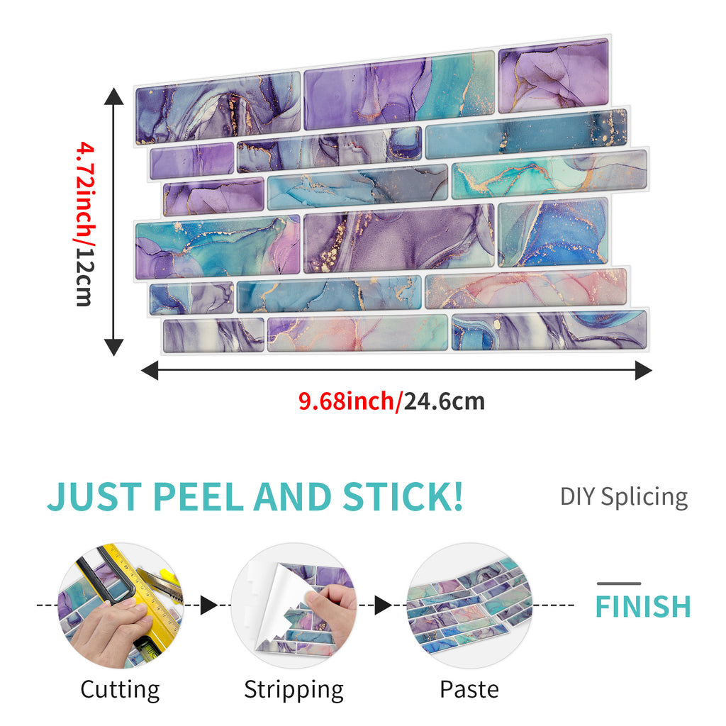 Linear Mosaic Tile Stickers - Dreamy Macaron - High Gloss Crystal Film