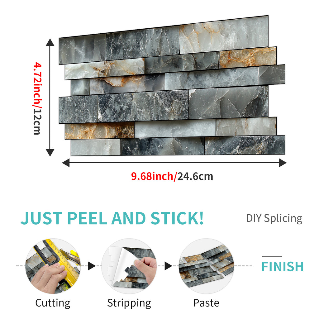 Linear Mosaic Tile Stickers - Bronze Black - High Gloss Crystal Film